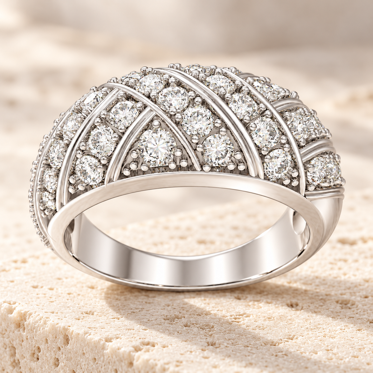 42-Stone Multi-Row Round Brilliant Lab-Grown Diamond Band, 1.00 CTW | ELVORIQUE