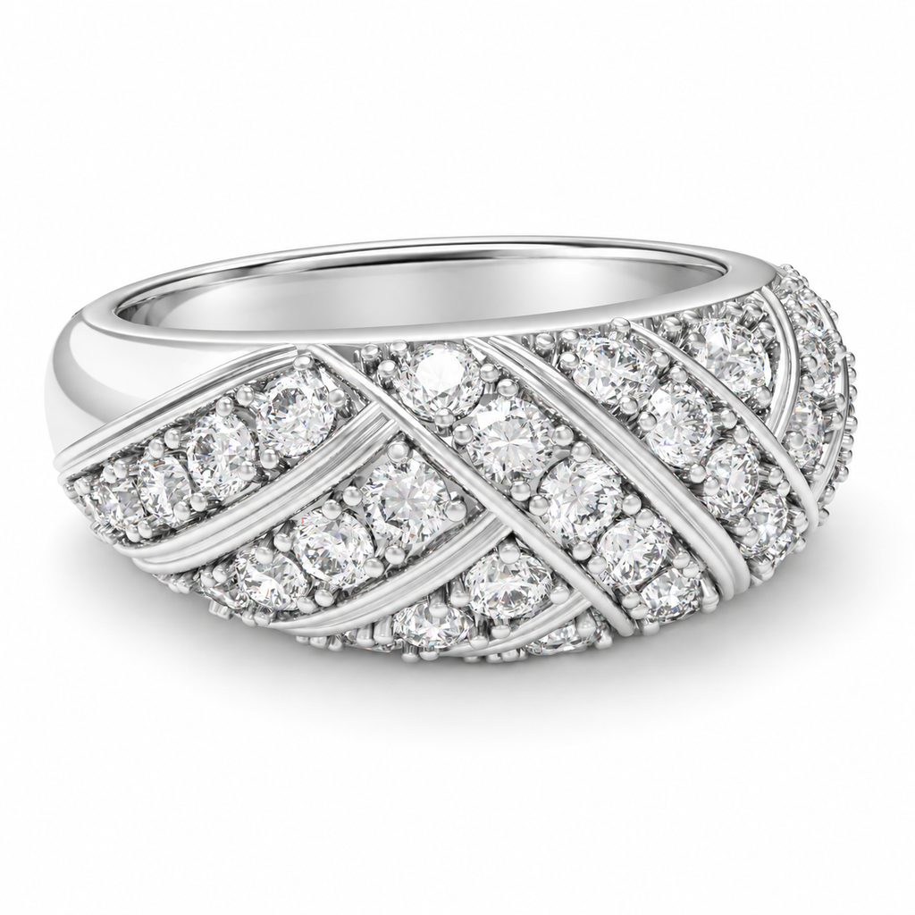 42-Stone Multi-Row Round Brilliant Lab-Grown Diamond Band, 1.00 CTW | ELVORIQUE