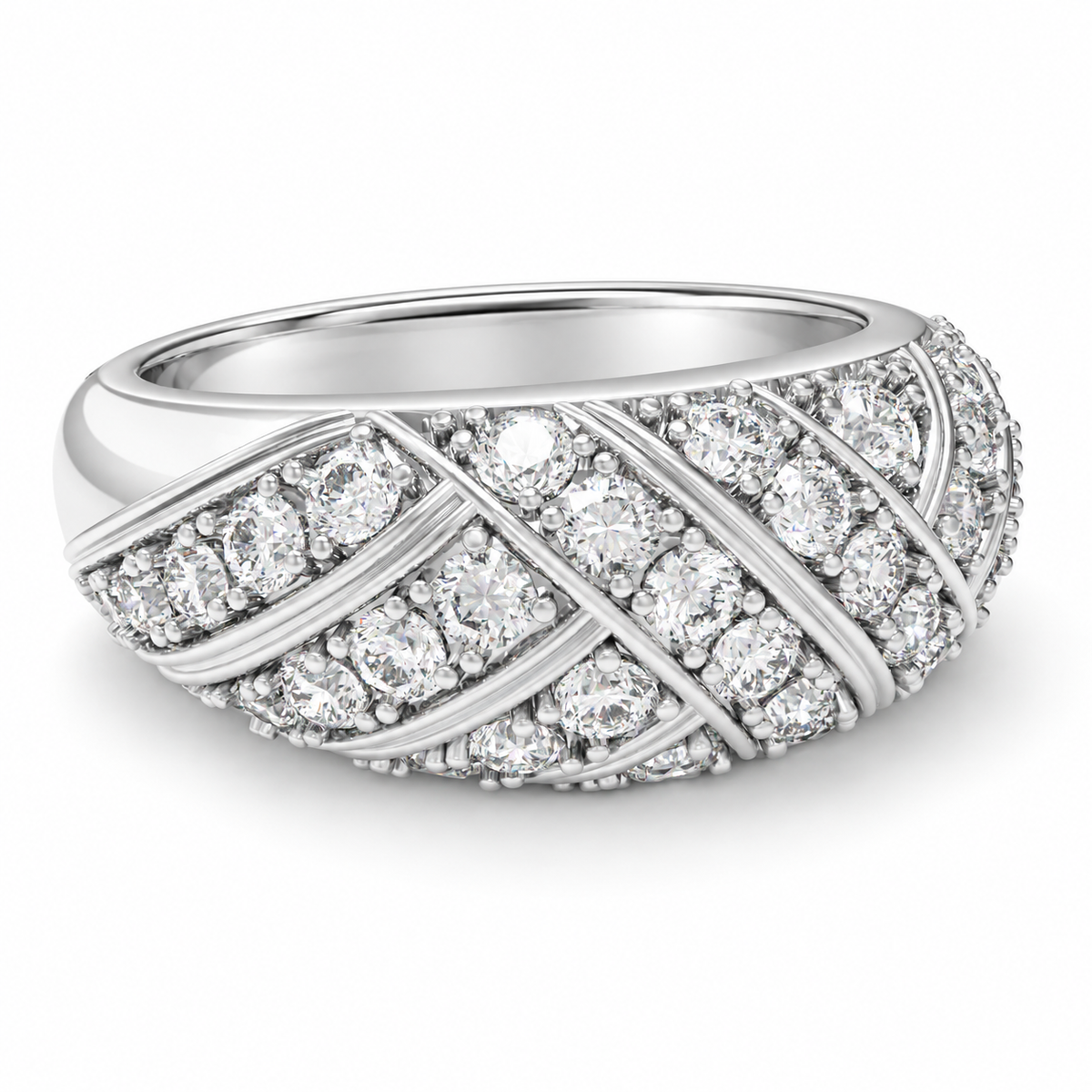 42-Stone Multi-Row Round Brilliant Lab-Grown Diamond Band, 1.00 CTW | ELVORIQUE