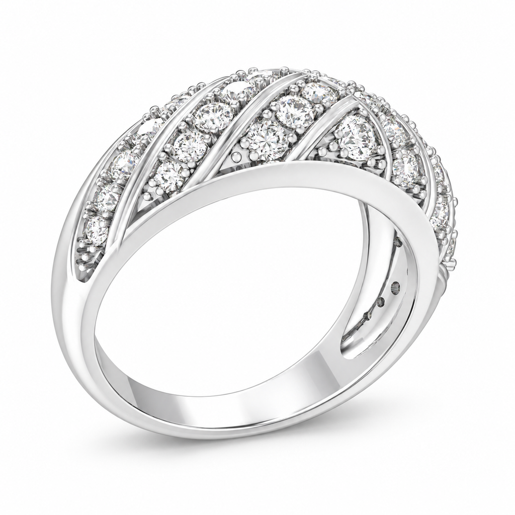 42-Stone Multi-Row Round Brilliant Lab-Grown Diamond Band, 1.00 CTW | ELVORIQUE
