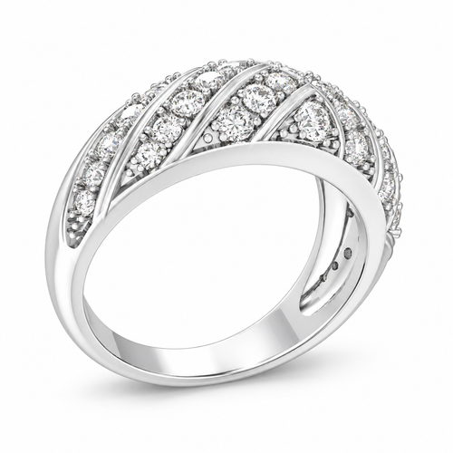 42-Stone Multi-Row Round Brilliant Lab-Grown Diamond Band, 1.00 CTW | ELVORIQUE