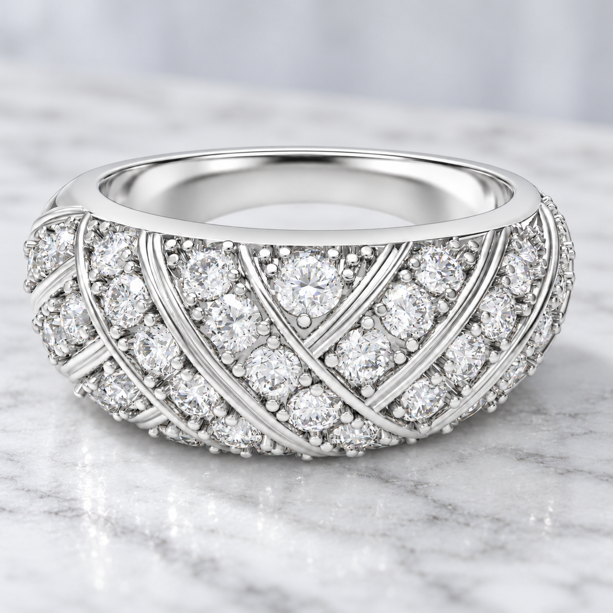 42-Stone Multi-Row Round Brilliant Lab-Grown Diamond Band, 1.00 CTW | ELVORIQUE