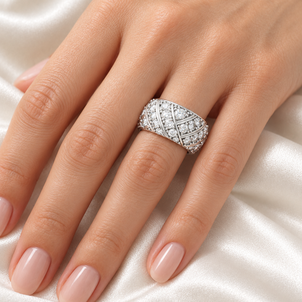 42-Stone Multi-Row Round Brilliant Lab-Grown Diamond Band, 1.00 CTW | ELVORIQUE