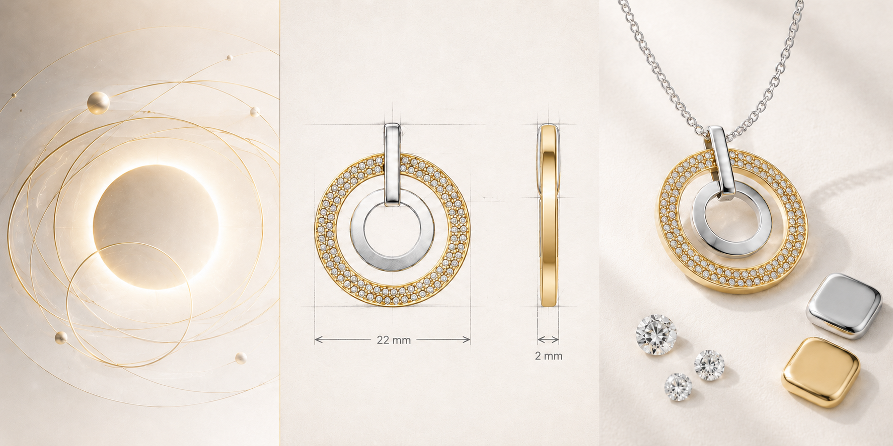 Eternal Orbit Lab-Grown Diamond Double Circle Pendant Necklace