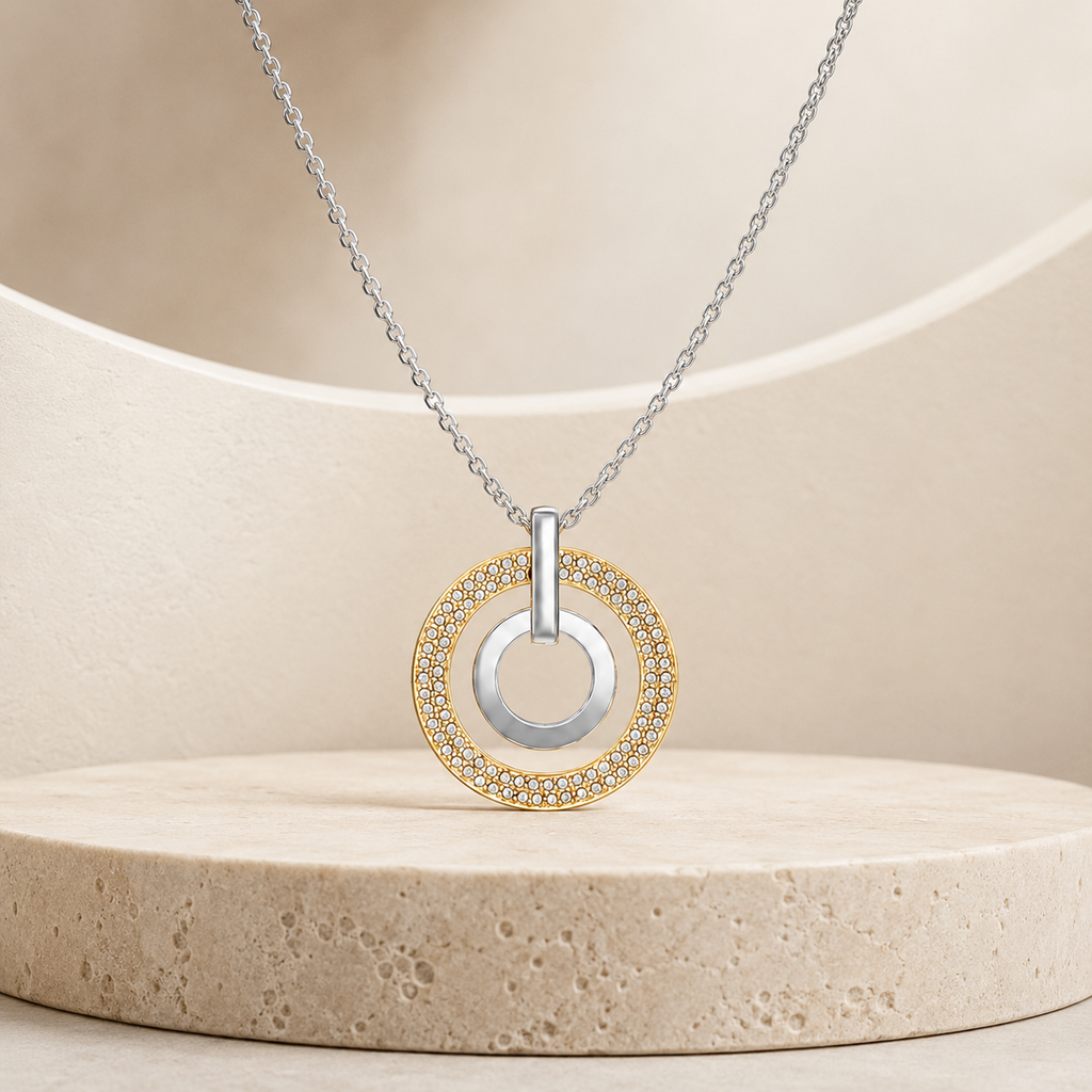 Eternal Orbit Lab-Grown Diamond Double Circle Pendant Necklace
