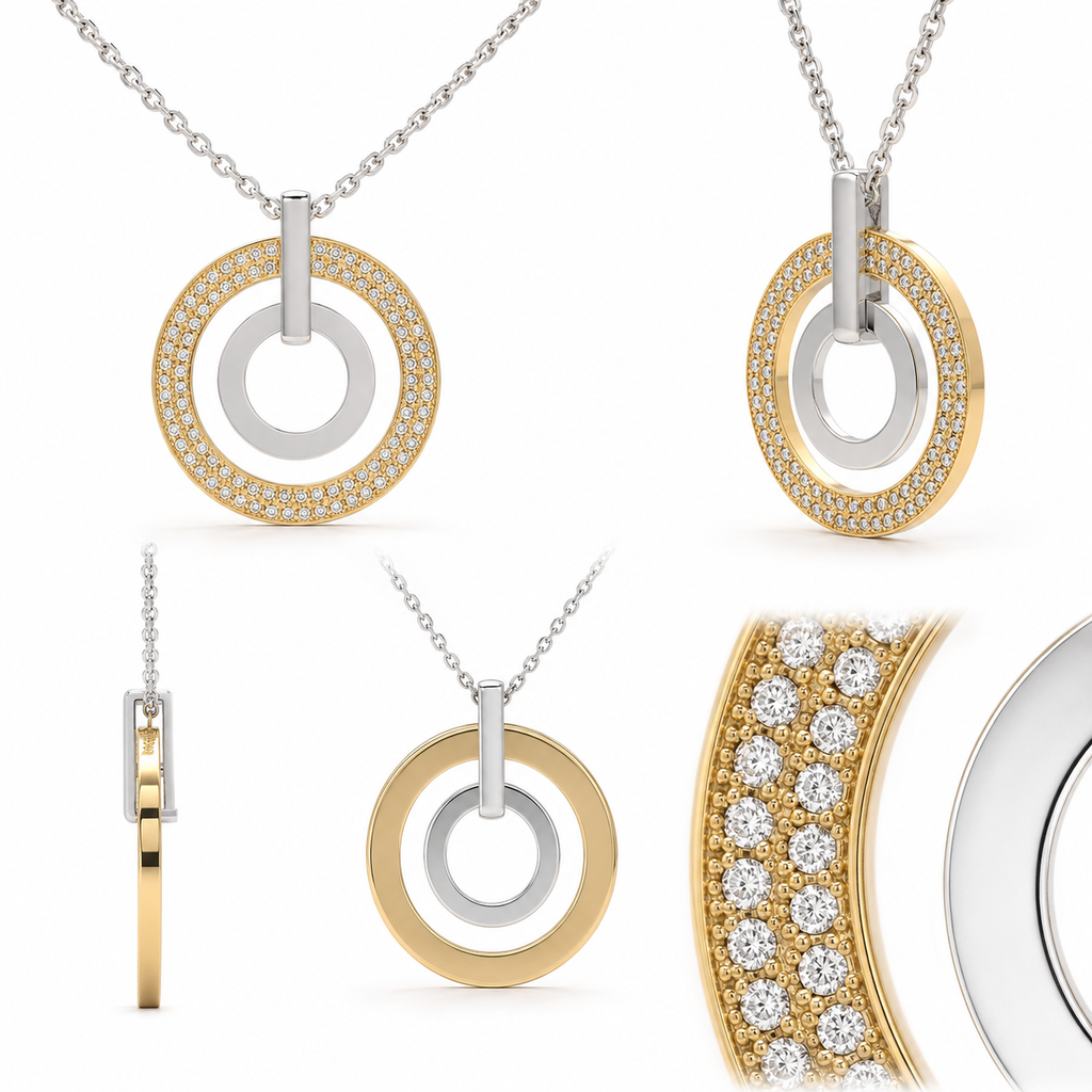 Eternal Orbit Lab-Grown Diamond Double Circle Pendant Necklace
