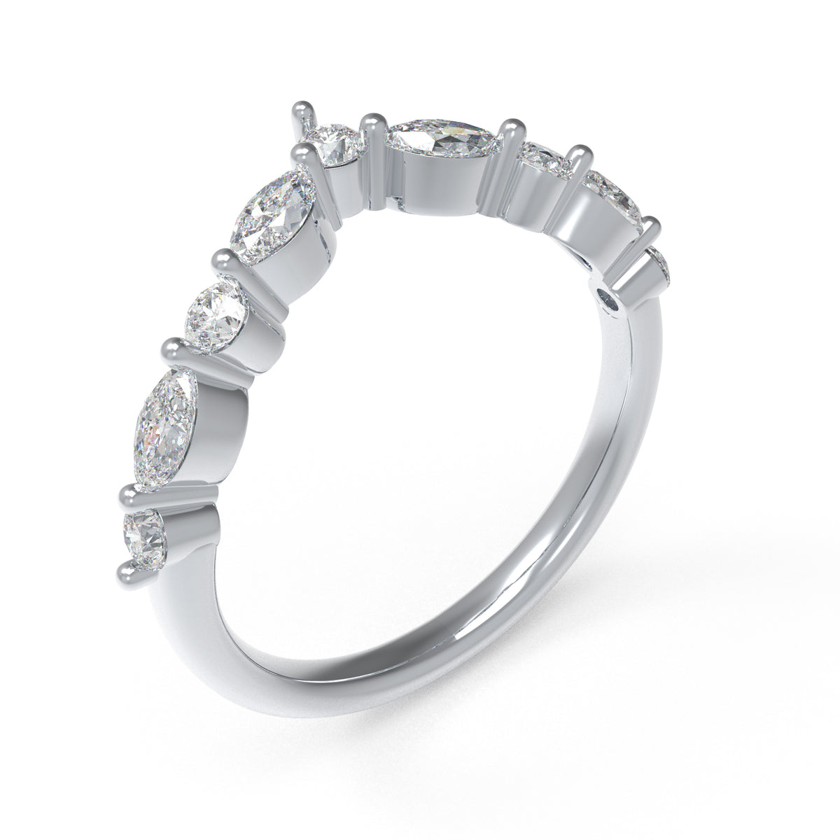 Lucent Leaf Marquise & Round Lab-Grown Diamond V Band