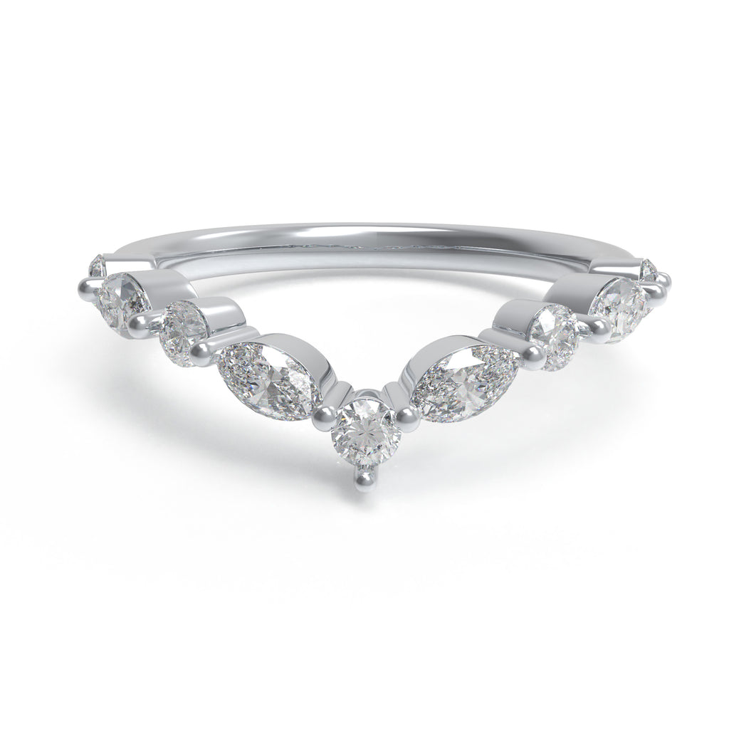 Lucent Leaf Marquise & Round Lab-Grown Diamond V Band
