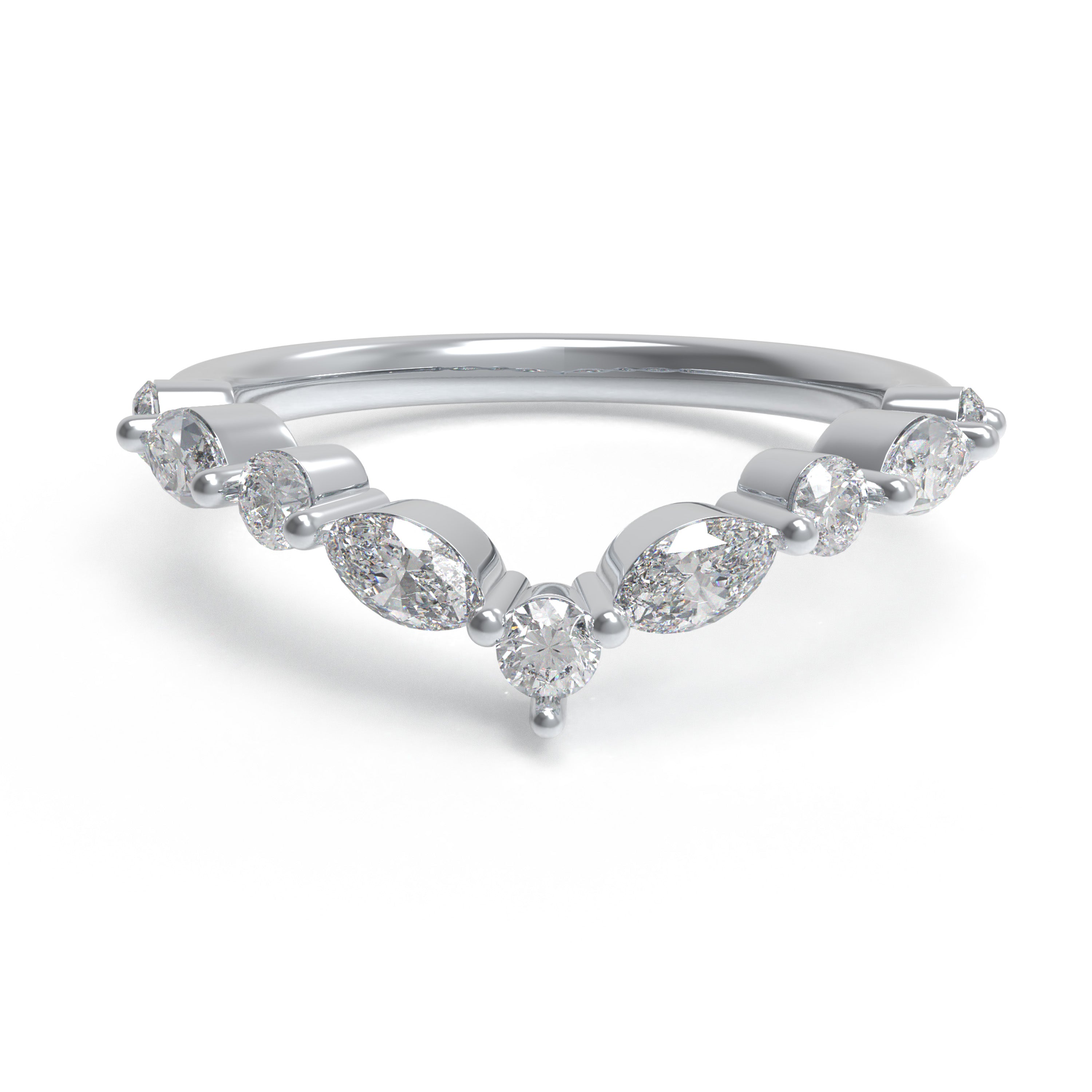 Lucent Leaf Marquise & Round Lab-Grown Diamond V Band