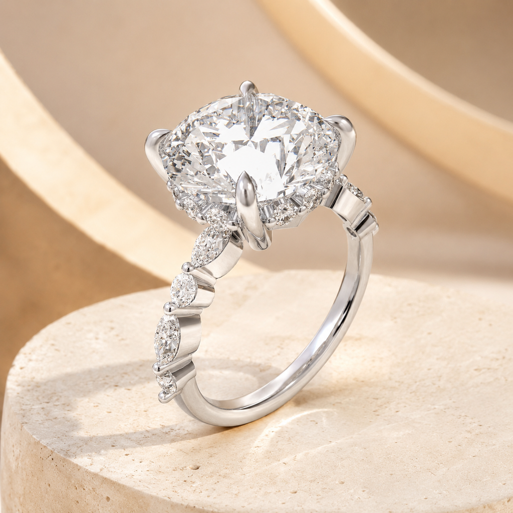 Crown of Light 5CTW Round & Marquise Lab-Grown Diamond Ring