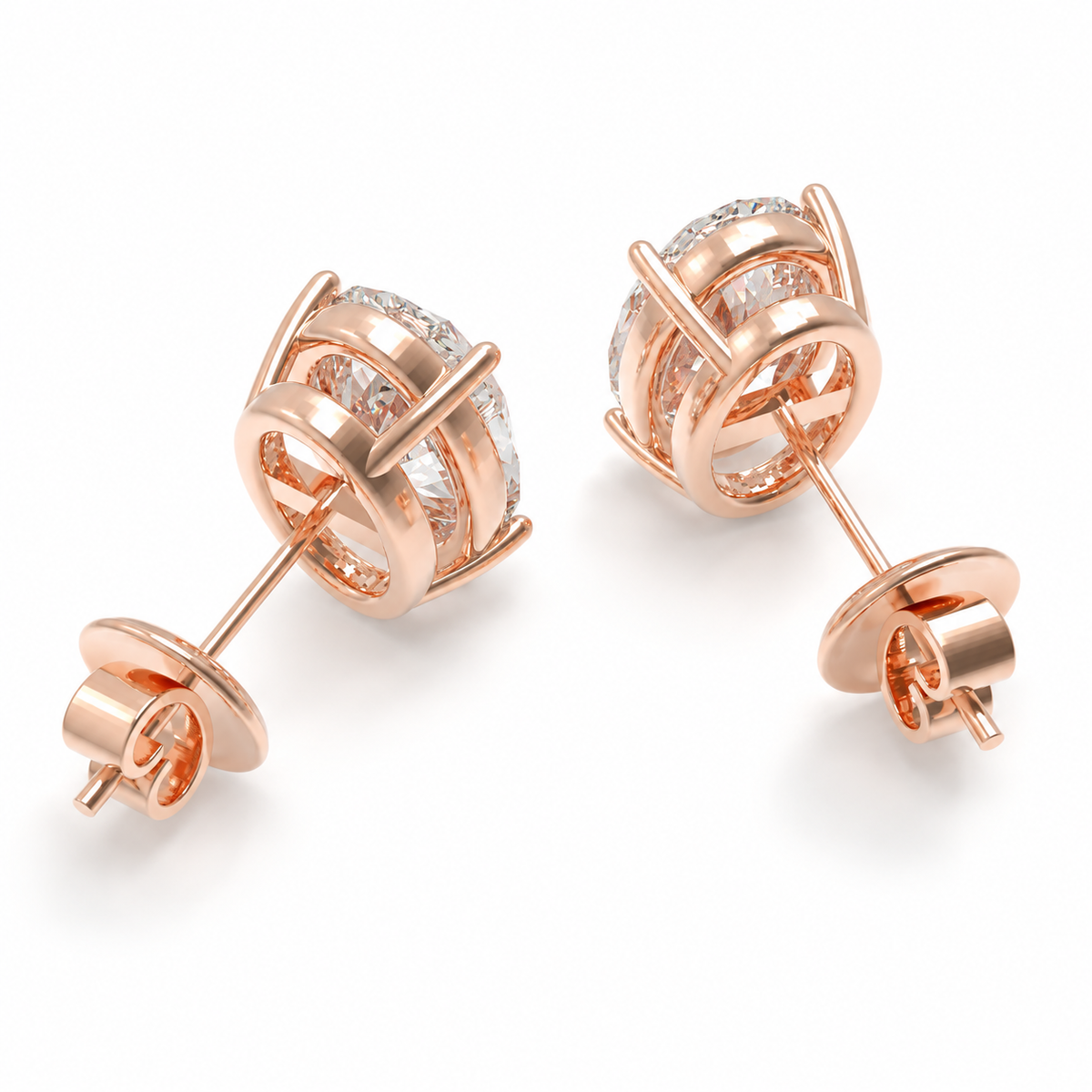 Rose Oval Light Lab-Grown Diamond Stud Earrings