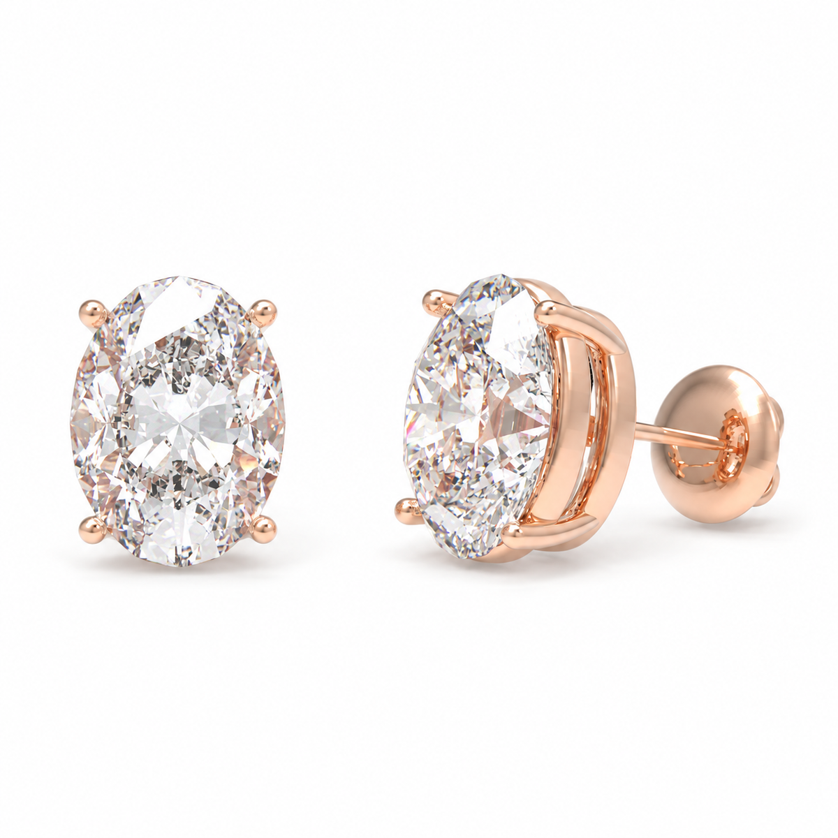 Rose Oval Light Lab-Grown Diamond Stud Earrings