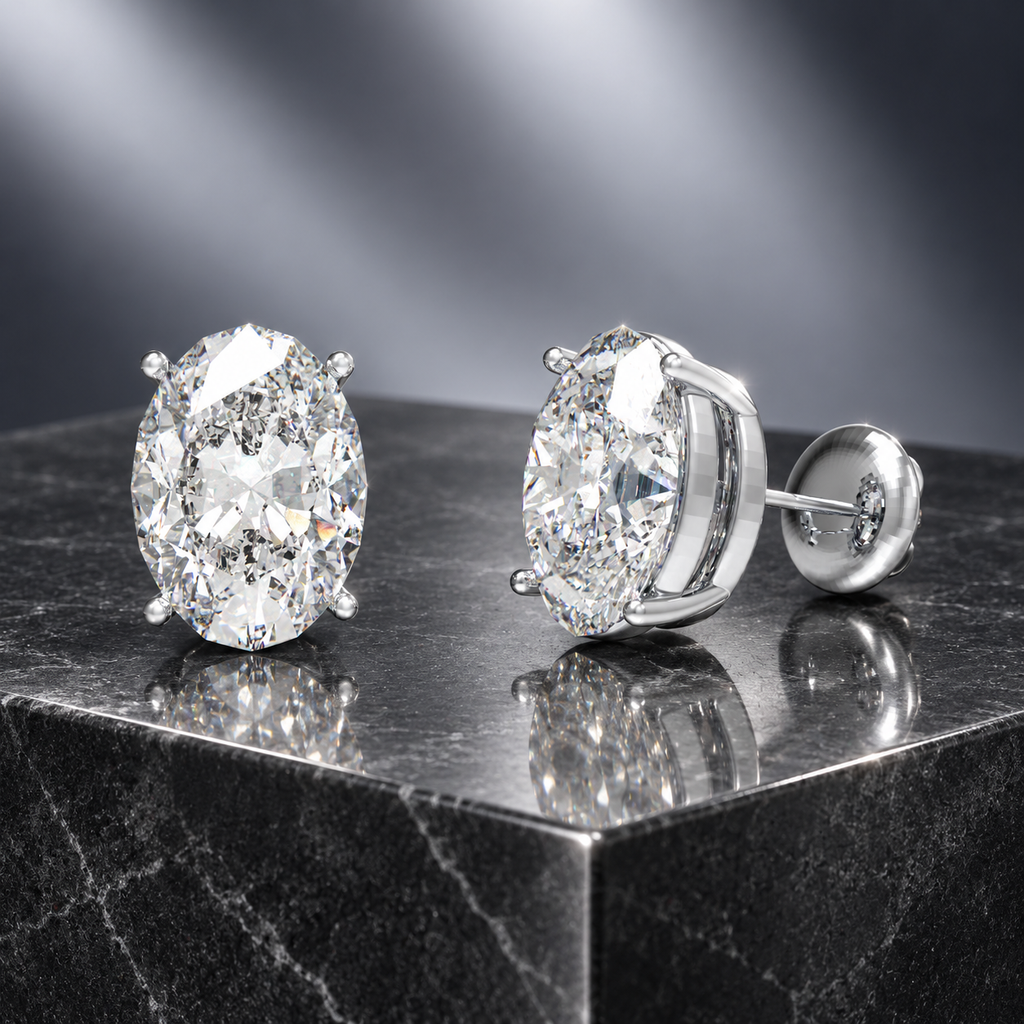 Oval Light Lab-Grown Diamond Stud Earrings