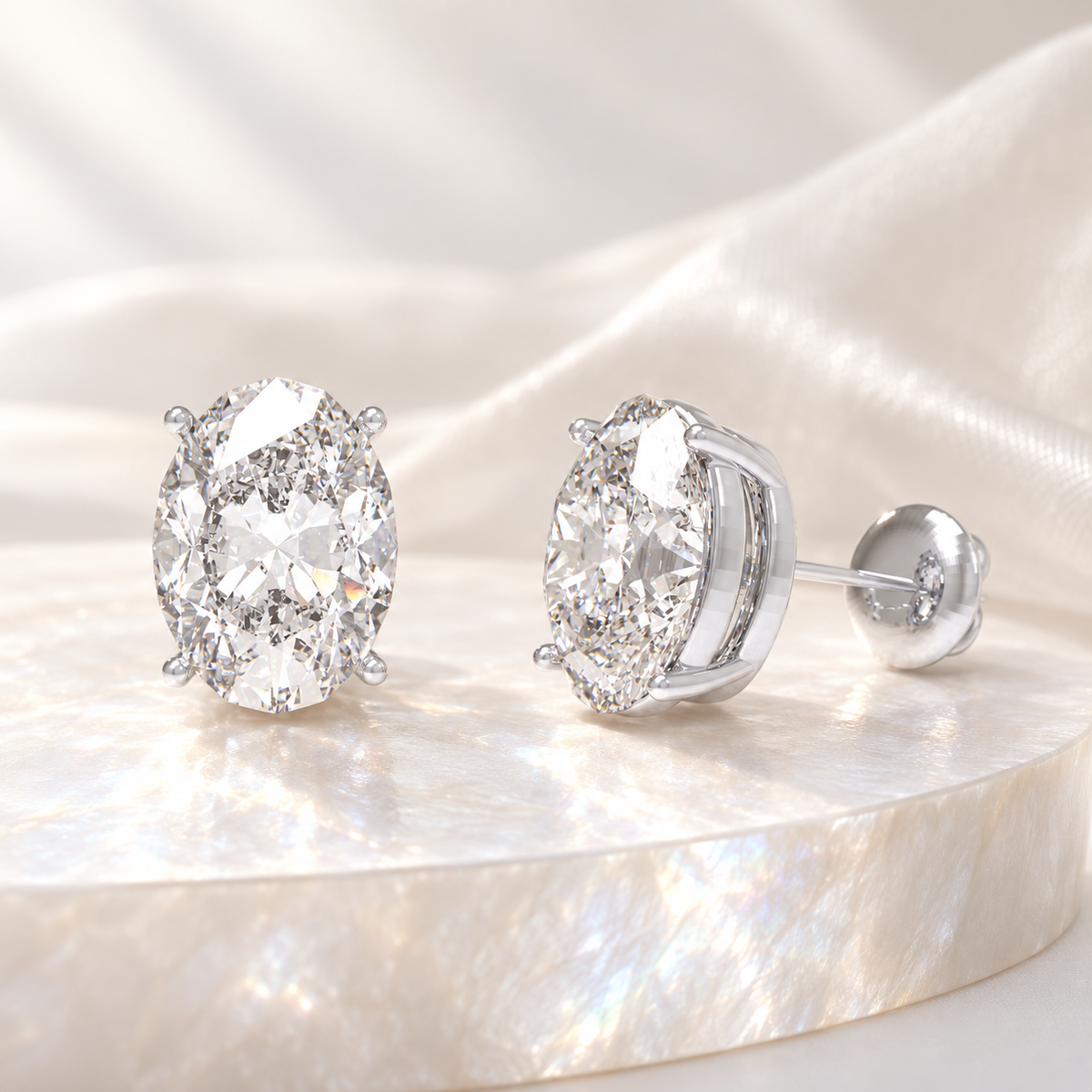 Oval Light Lab-Grown Diamond Stud Earrings