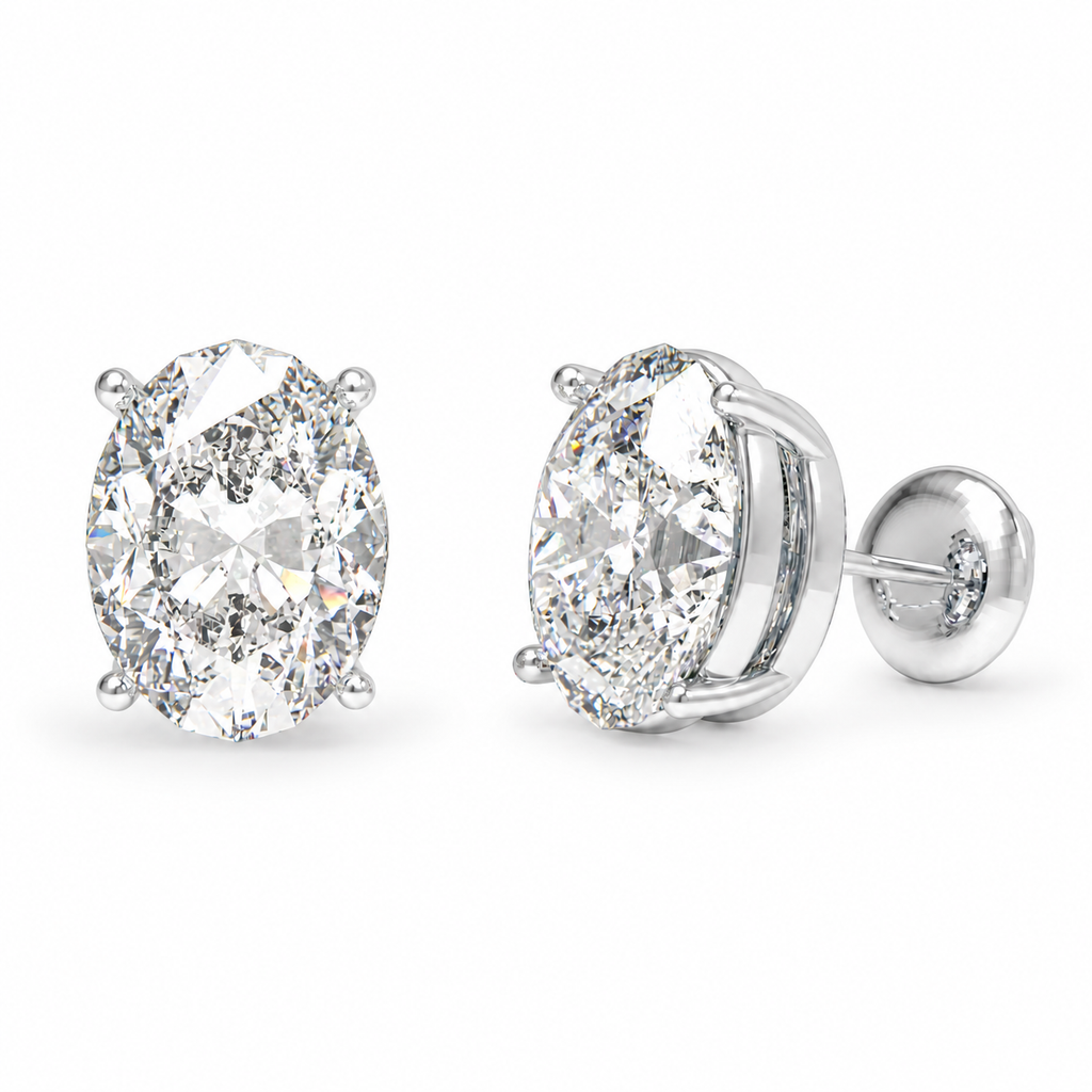 Oval Light Lab-Grown Diamond Stud Earrings