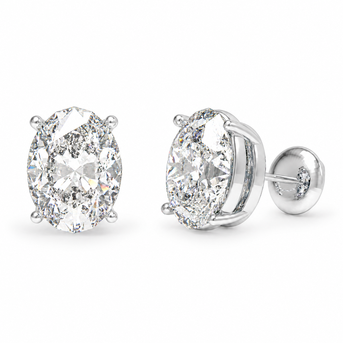 Oval Light Lab-Grown Diamond Stud Earrings
