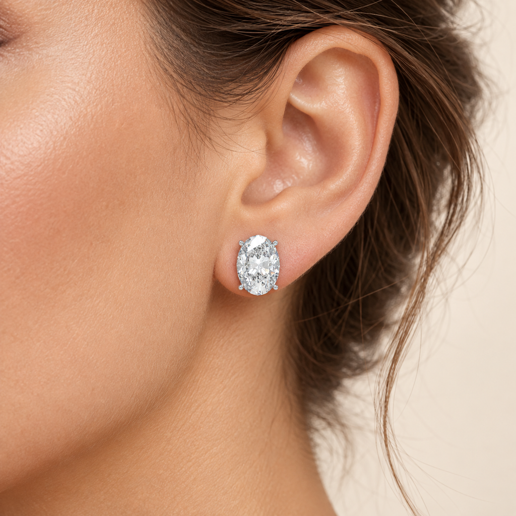 Oval Light Lab-Grown Diamond Stud Earrings