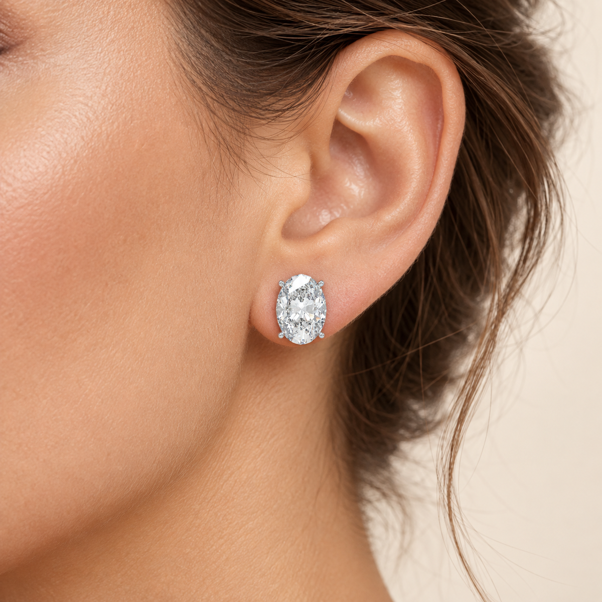 Oval Light Lab-Grown Diamond Stud Earrings