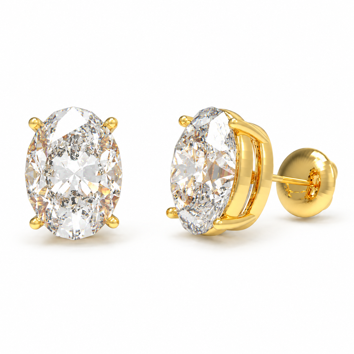 Golden Oval Light Lab-Grown Diamond Stud Earrings