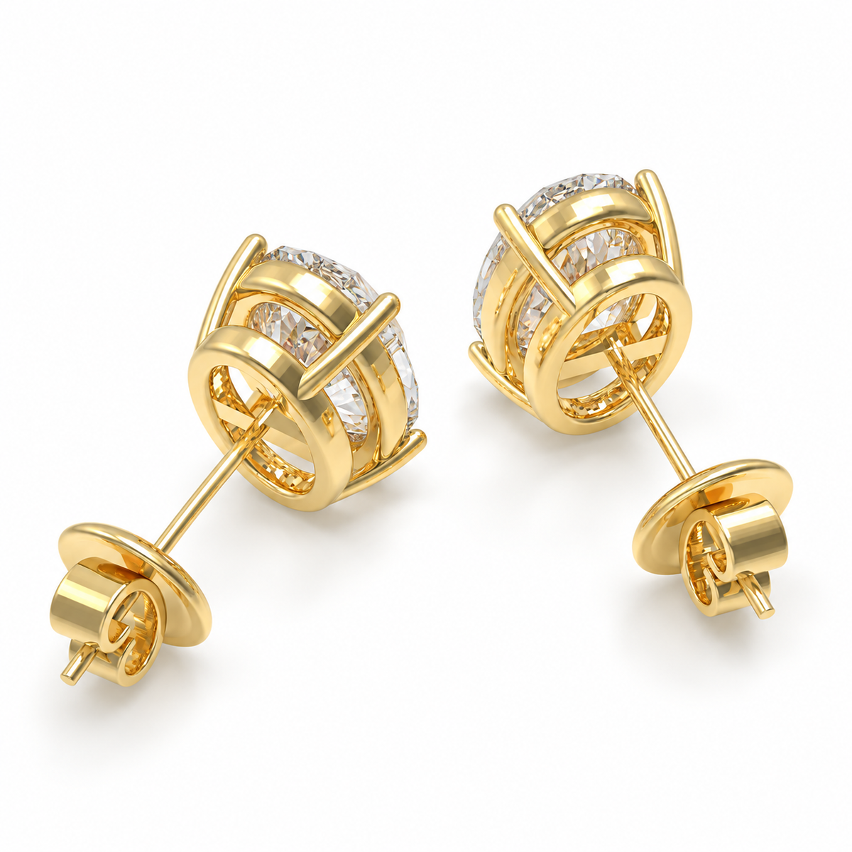 Golden Oval Light Lab-Grown Diamond Stud Earrings