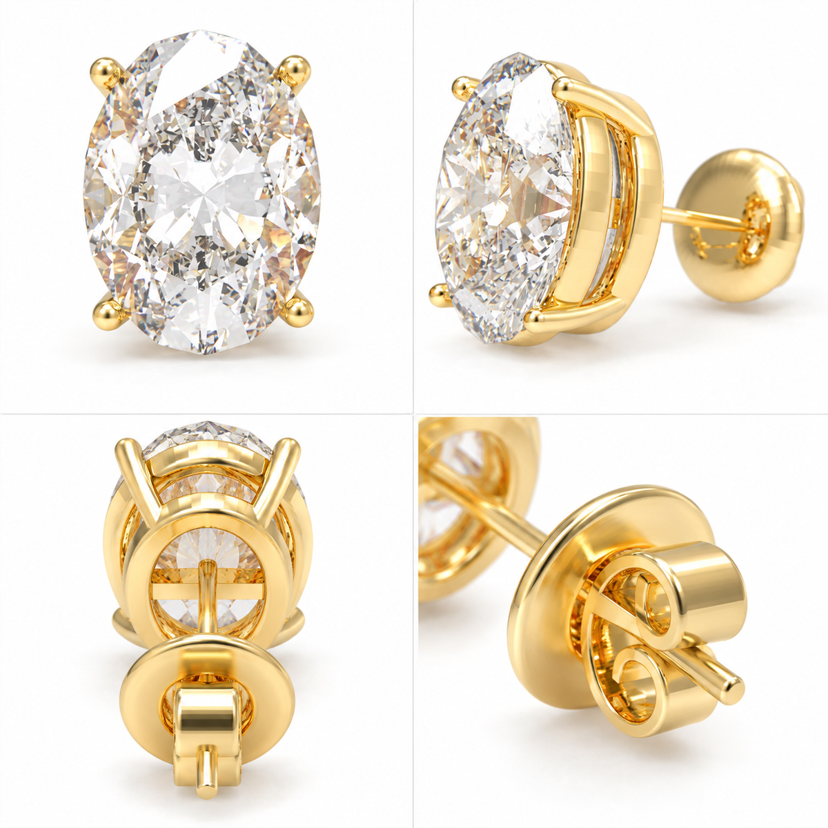 Golden Oval Light Lab-Grown Diamond Stud Earrings