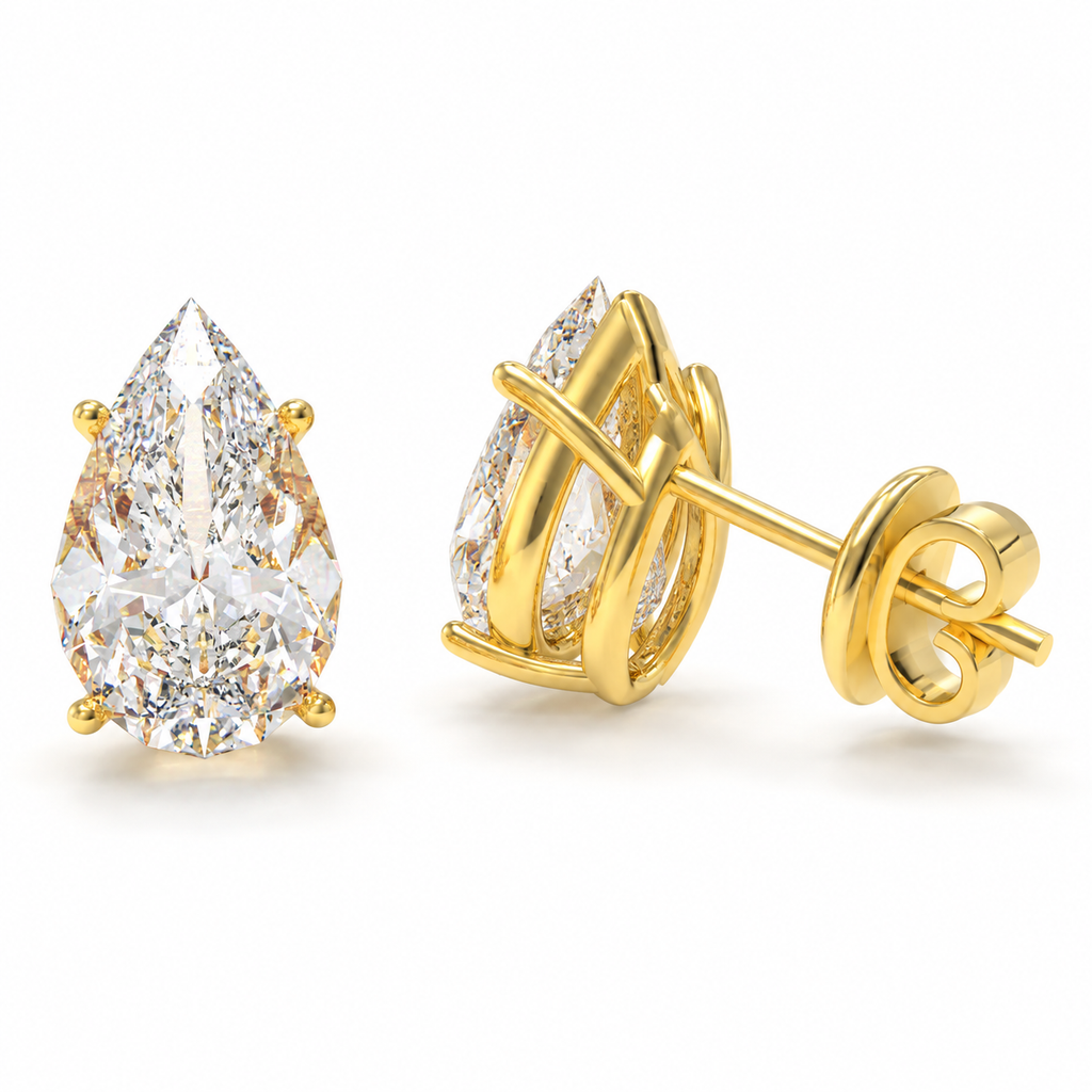 Golden Dewlight Pear-Cut Lab-Grown Diamond Stud Earrings