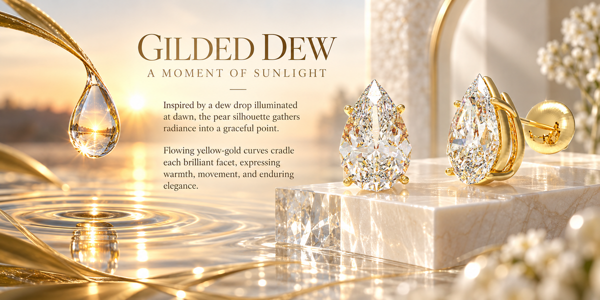 Golden Dewlight Pear-Cut Lab-Grown Diamond Stud Earrings