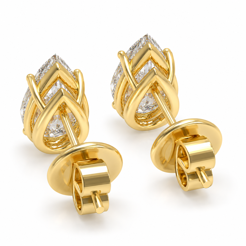 Golden Dewlight Pear-Cut Lab-Grown Diamond Stud Earrings