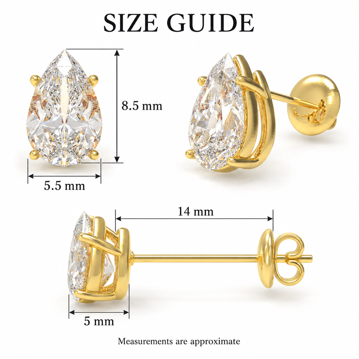 Golden Dewlight Pear-Cut Lab-Grown Diamond Stud Earrings