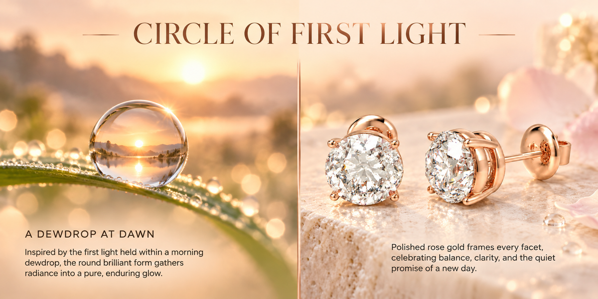 Rose Luminous Core Round Brilliant Lab-Grown Diamond Stud Earrings