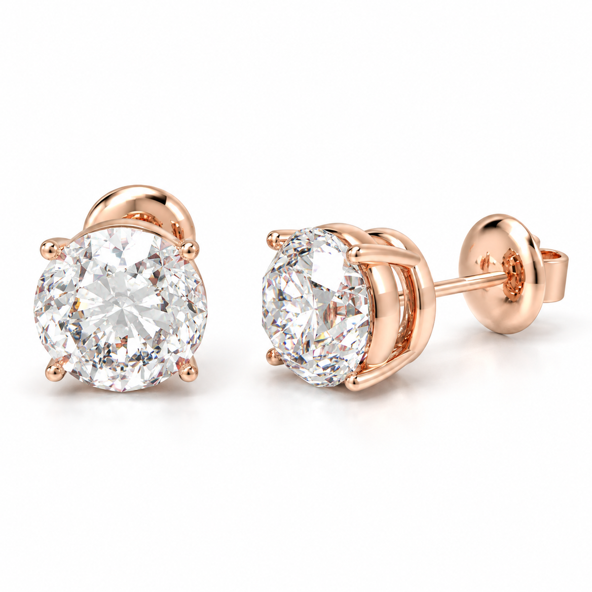 Rose Luminous Core Round Brilliant Lab-Grown Diamond Stud Earrings