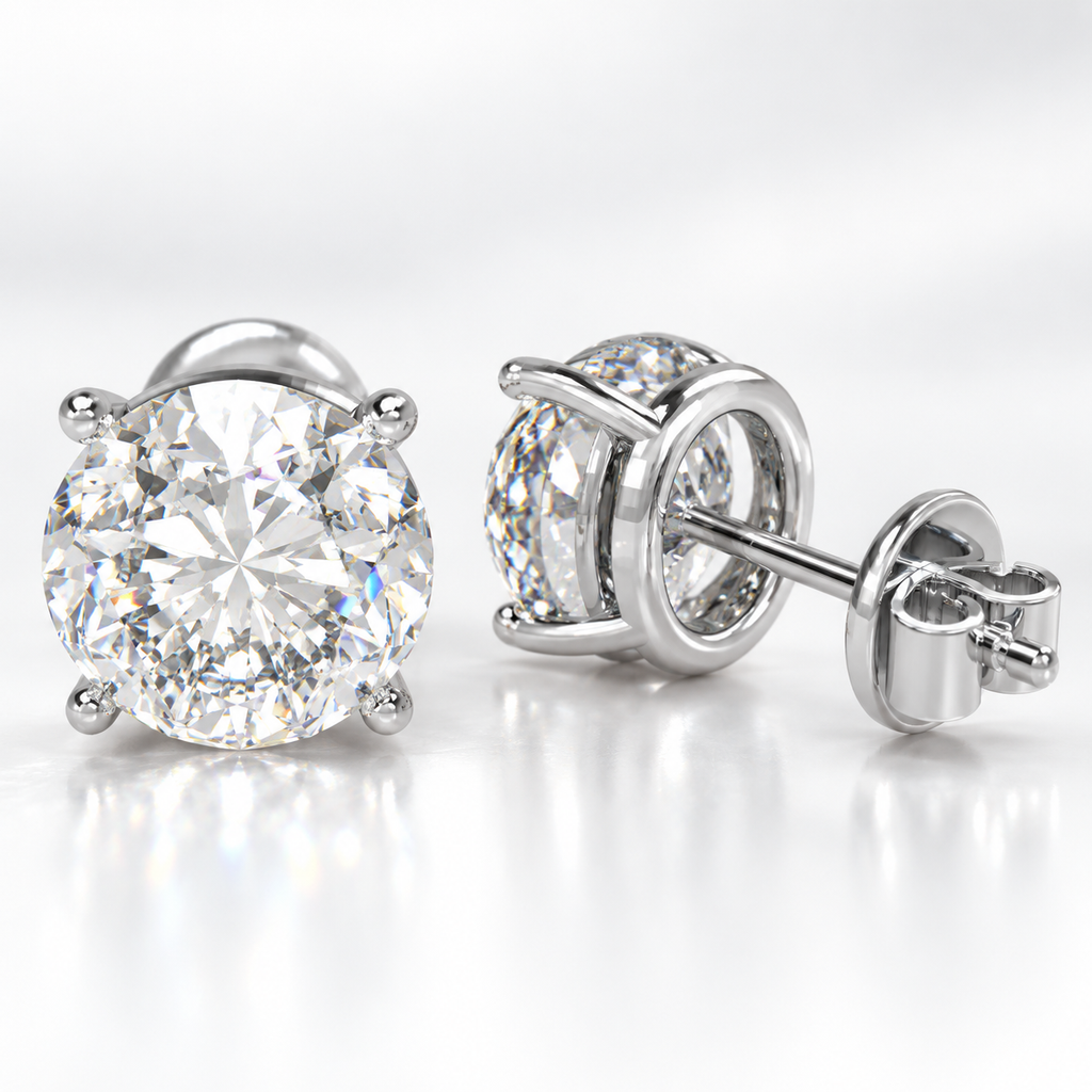 Luminous Core Round Brilliant-Cut Lab-Grown Diamond Stud Earrings