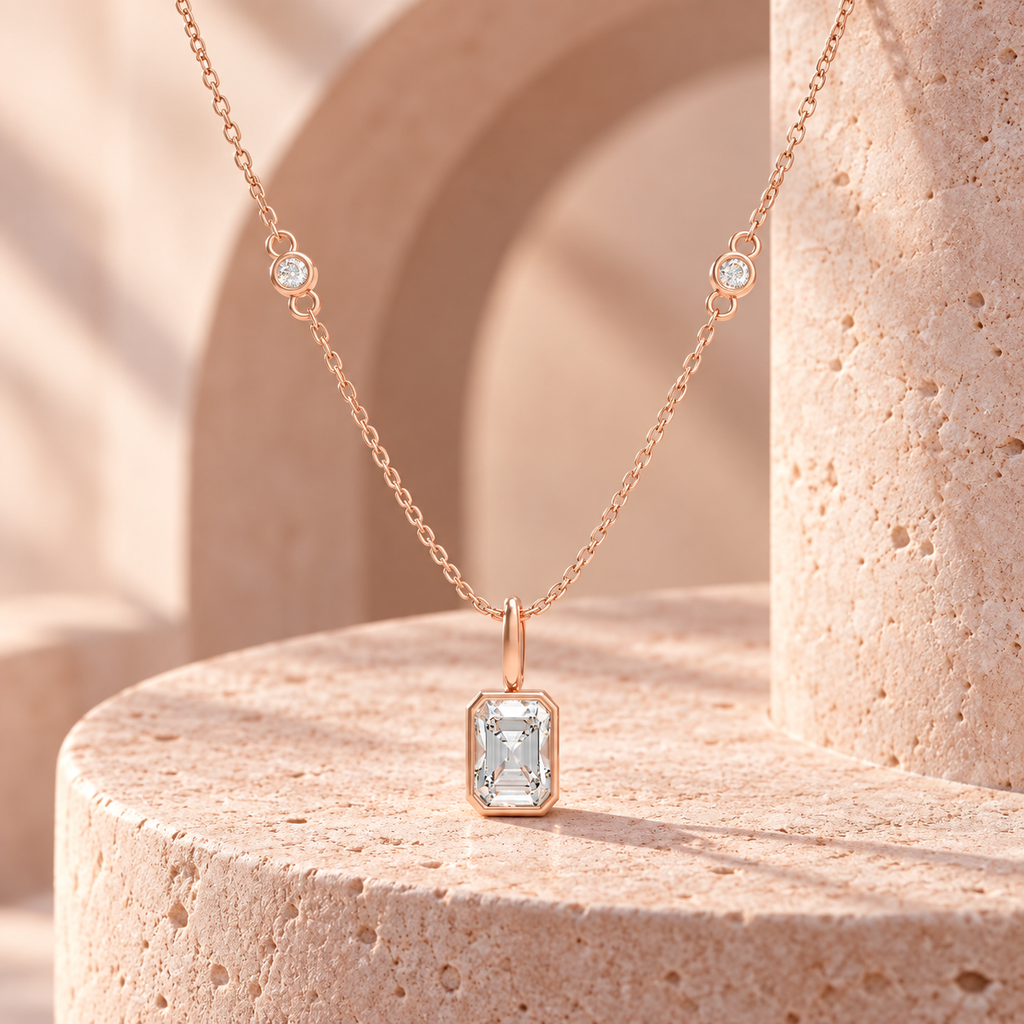 Blush Lucent Frame Diamond Pendant Necklace