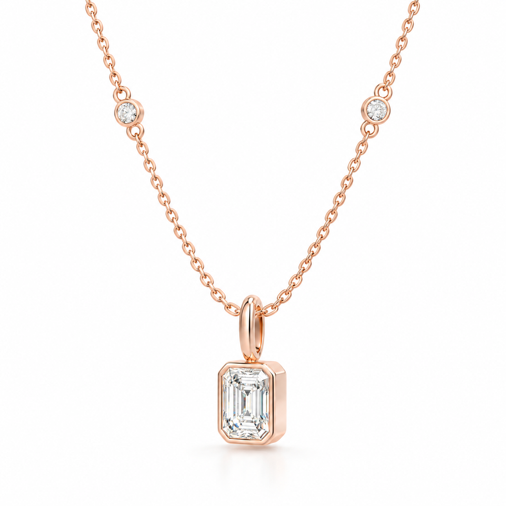 Blush Lucent Frame Diamond Pendant Necklace