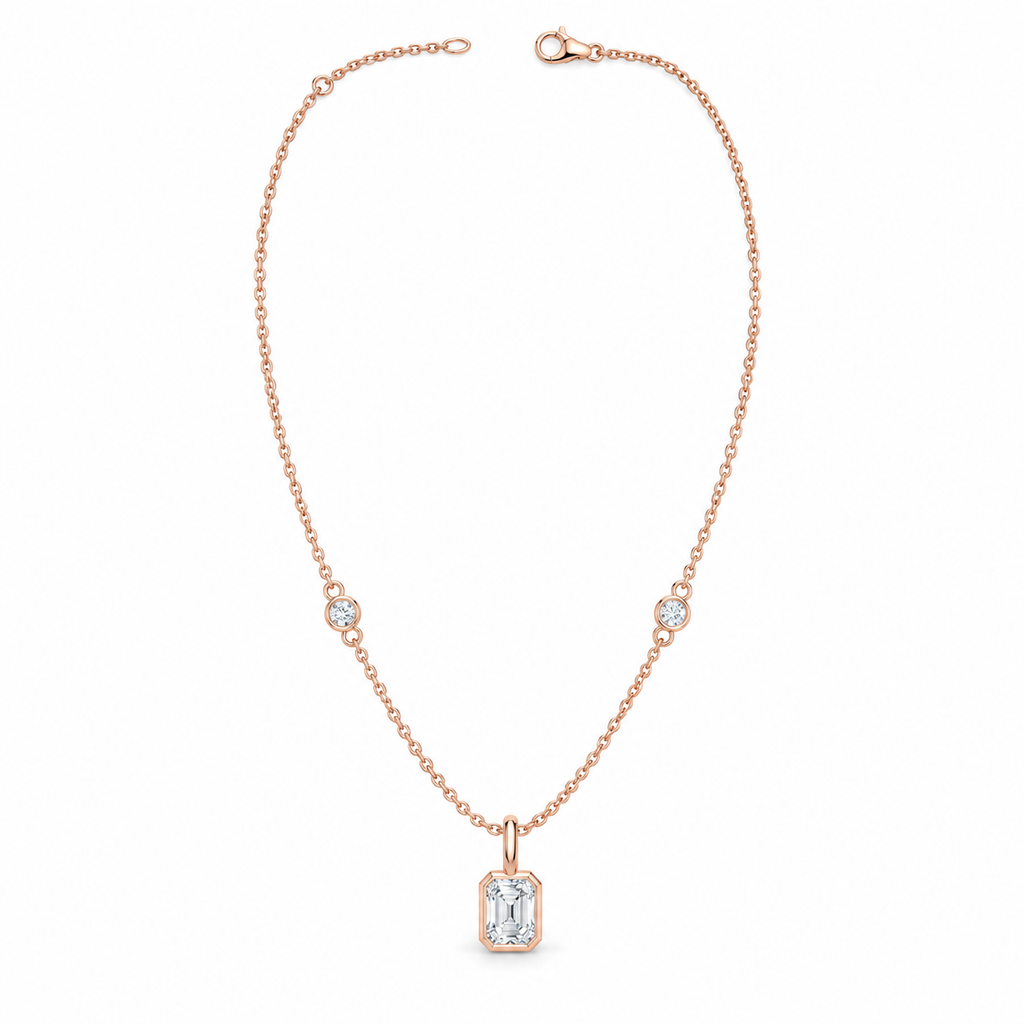Blush Lucent Frame Diamond Pendant Necklace