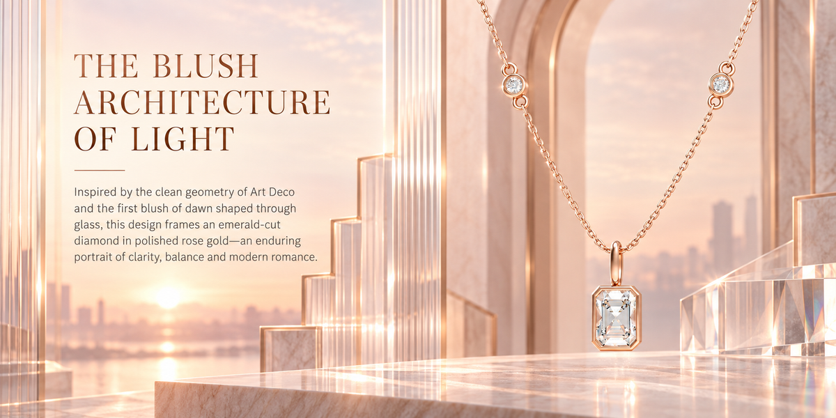 Blush Lucent Frame Diamond Pendant Necklace