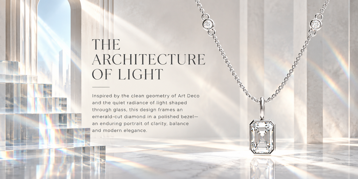 Lucent Frame Emerald-Cut Diamond Pendant Necklace