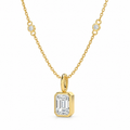 Golden Lucent Frame Emerald-Cut Lab-Grown Diamond Pendant Necklace