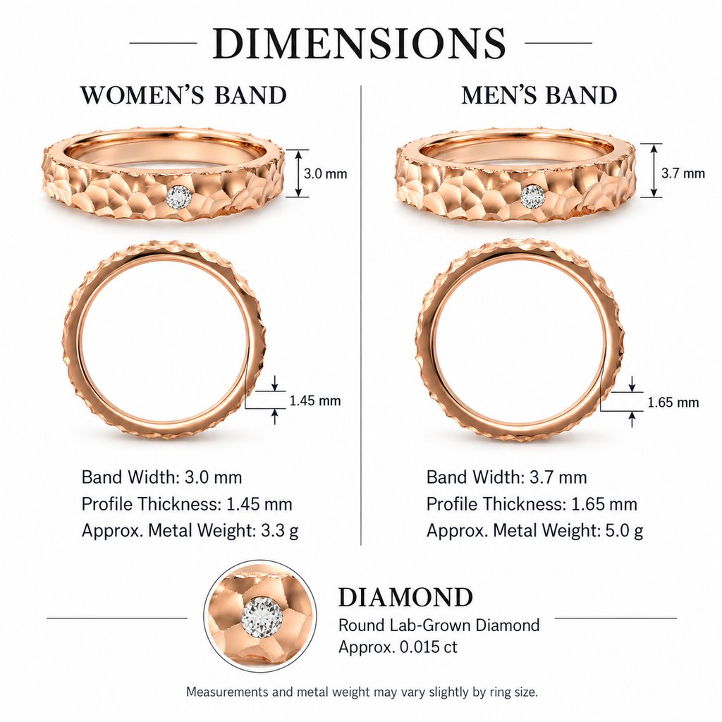 Sculpted Dawn Hammered Rose Gold Diamond Band