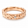 Sculpted Dawn Hammered Rose Gold Diamond Band