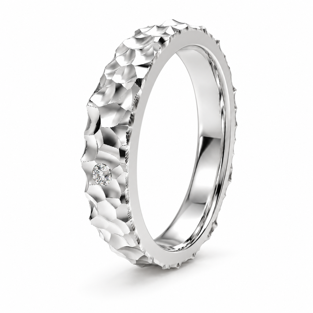 Sculpted Light Hammered Lab-Grown Diamond Band