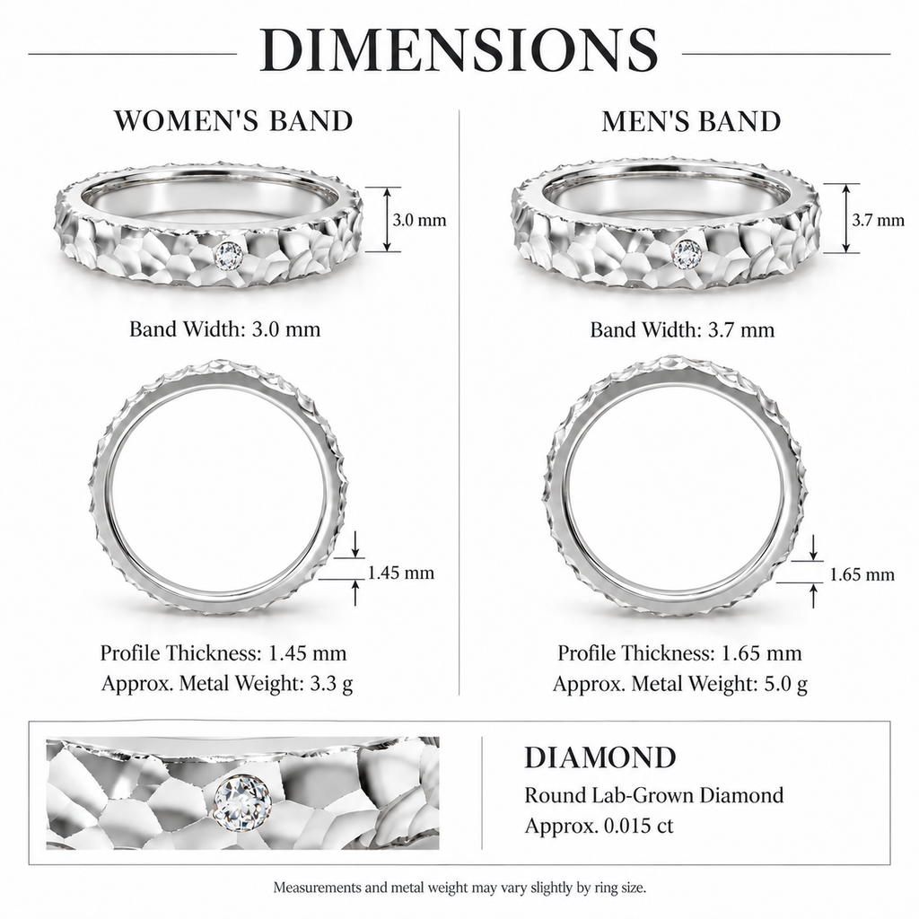 Sculpted Light Hammered Lab-Grown Diamond Band