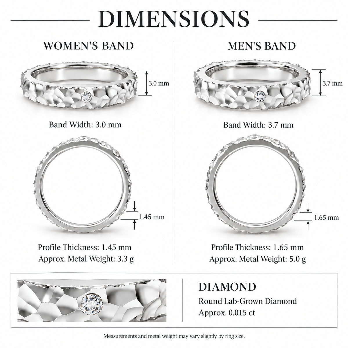 Sculpted Light Hammered Lab-Grown Diamond Band