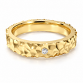 Sculpted Light Hammered Yellow Gold Diamond Band
