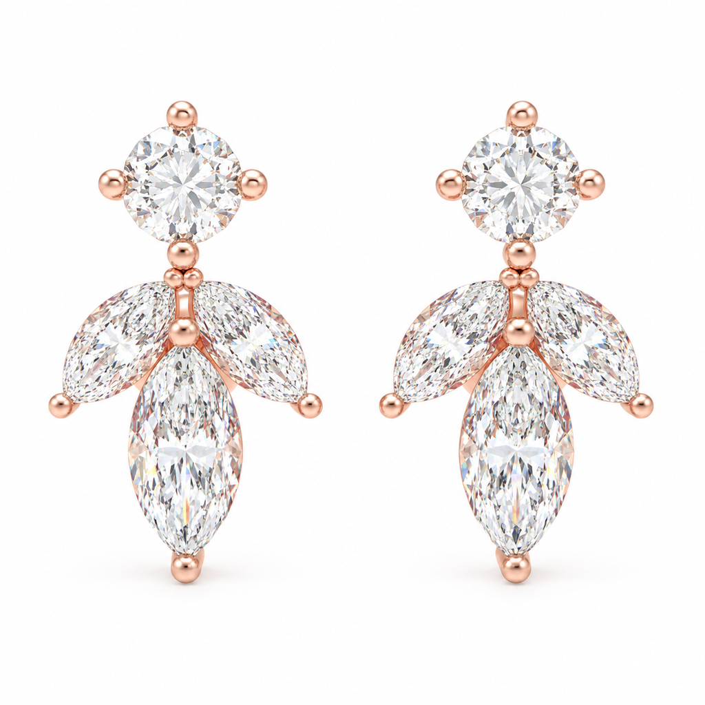 Rose Dawn Petal 1.50 CTW Lab-Grown Diamond Stud Earrings in Rose Gold