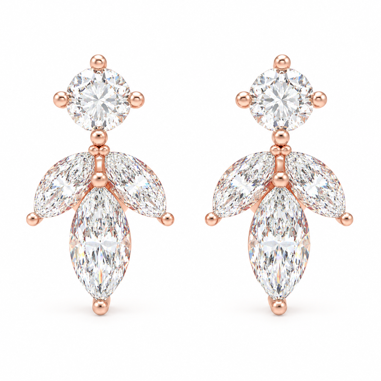 Rose Dawn Petal 1.50 CTW Lab-Grown Diamond Stud Earrings in Rose Gold