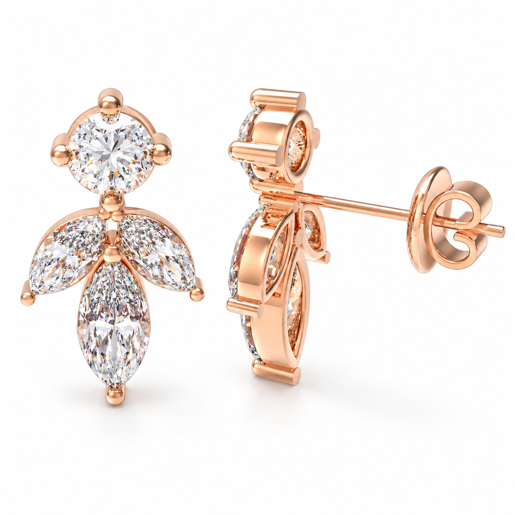 Rose Dawn Petal 1.50 CTW Lab-Grown Diamond Stud Earrings in Rose Gold