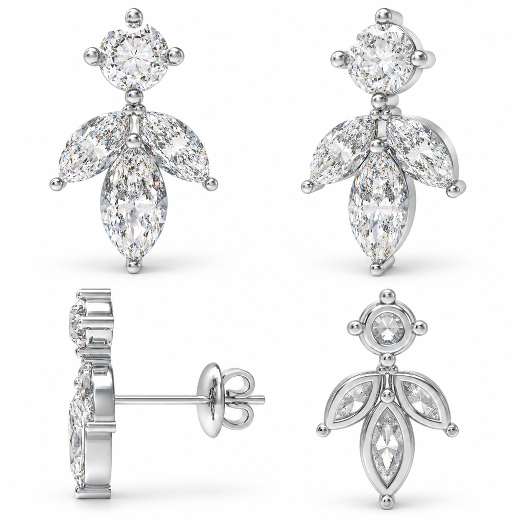 Light in Bloom 1.50 CTW Lab-Grown Diamond Petal Stud Earrings