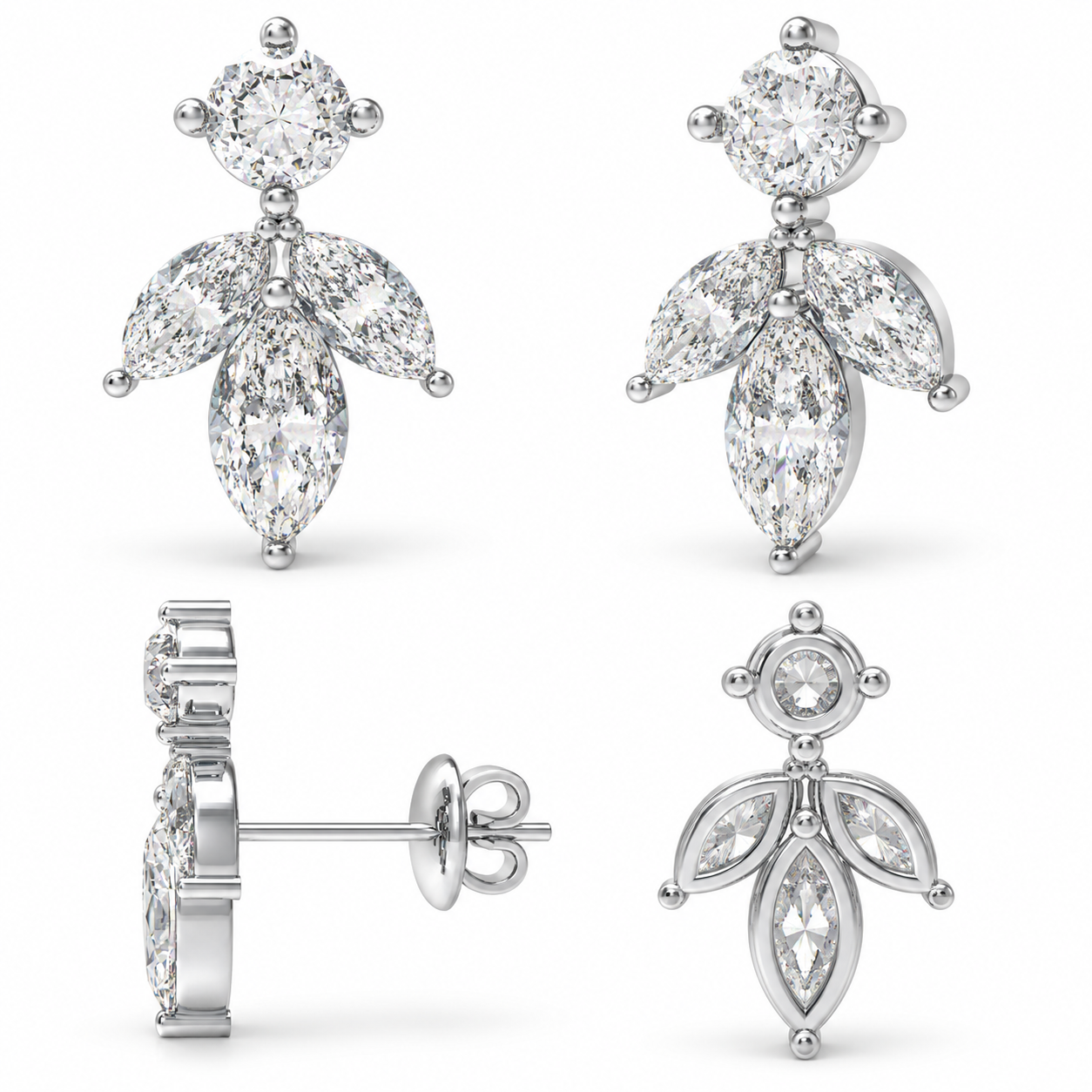 Light in Bloom 1.50 CTW Lab-Grown Diamond Petal Stud Earrings