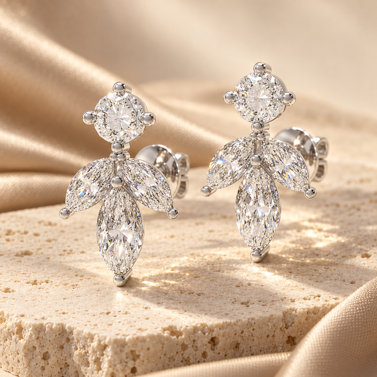 Light in Bloom 1.50 CTW Lab-Grown Diamond Petal Stud Earrings